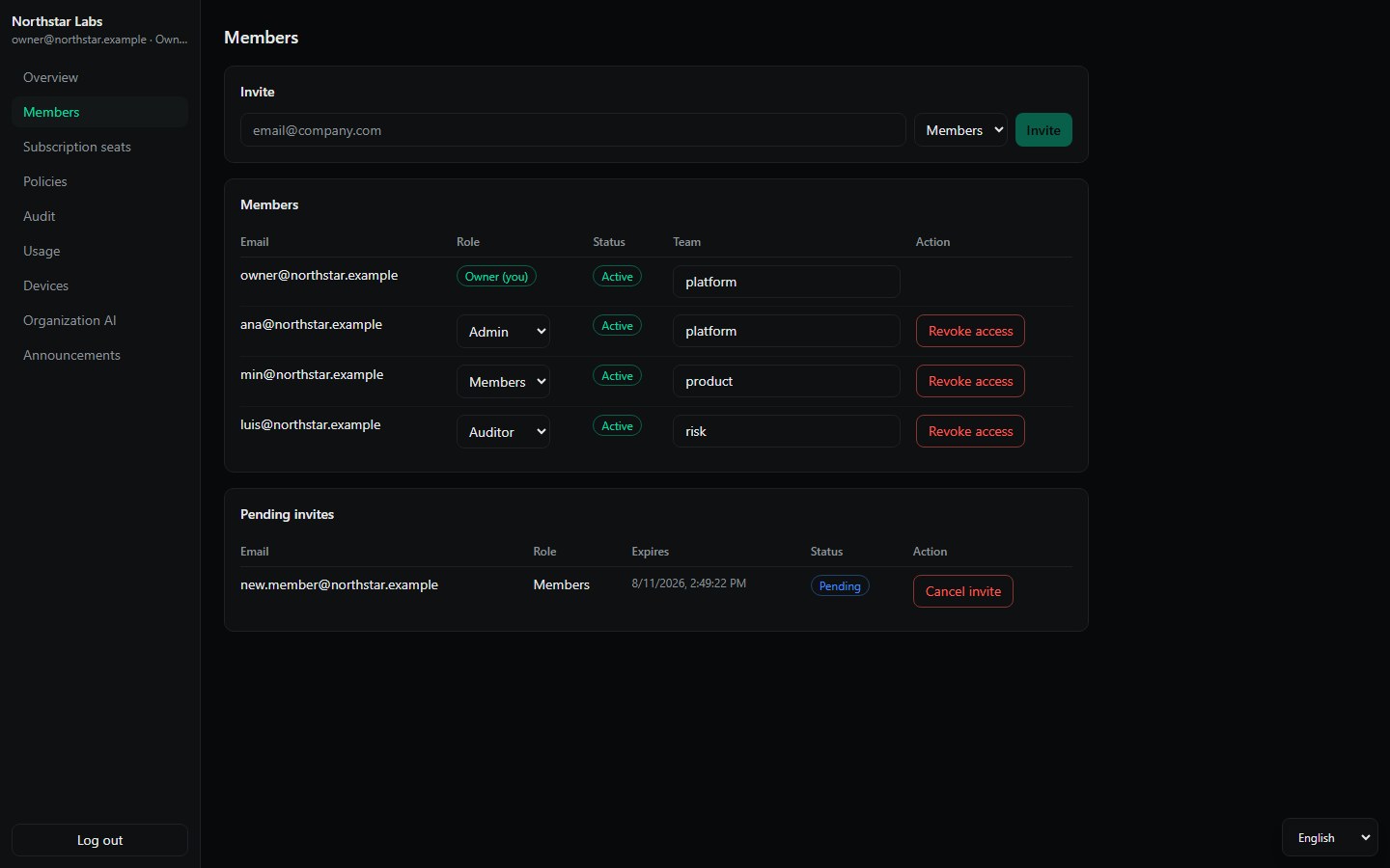 thread0 Enterprise members and invitations